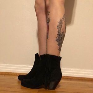 Sam Edelman black fringe booties